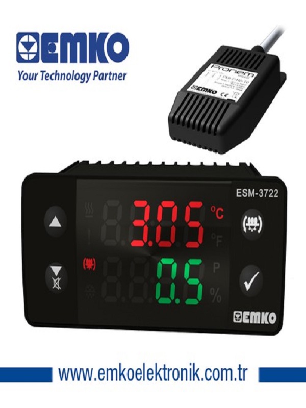Emko-3722 Ssr Çıkışlı Kuluçka Kontrol Cihazı Isı Ve Nem Sensörlü Isı+Nem+Çevirme Full Kontrol